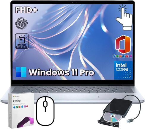 Dell Inspiron 14 2-in-1 Laptop-14 "FHD + Touchscreen ، Intel 10-Core 7 ، Thin & Protable for Business & Student ، لوحة مفاتيح الإضاءة الخلفية ، قارئ بصمات الأصابع ، Win 11 Pro & Office Pro | 64GB DDR5 + 4TB SSD in Kuwait