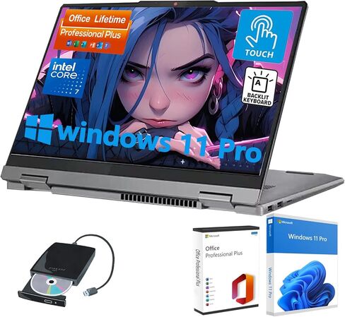 Lenovo Ideapad 5i 2-in-1 Touchscreen Laptop - w/Office Lifetime, Intel 7 150U (up to 5.4GHz),14" 1920 x 1200 Display, Fingerprint, Backlit KB, Win 11 Pro & External DVD Drive (16GB RAM | 1TB SSD) in Saudi Arabia