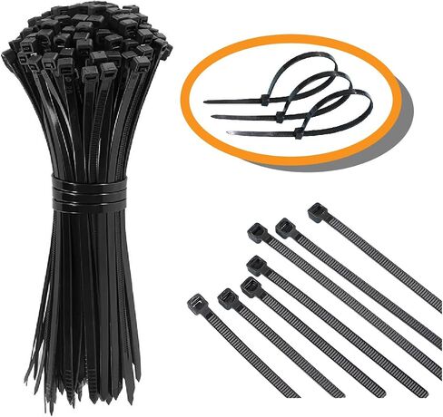 Zip ties Heavy Duty Zipper Ties, Bundle Tree Branches,Secure Water Pipes, Cable Wire Ties, UV Resistant Long Nylon Ties, Self-Locking Tie Wrap for Indoor and Outdoor Use (Black, 12 Inch 100pcs) in Saudi Arabia