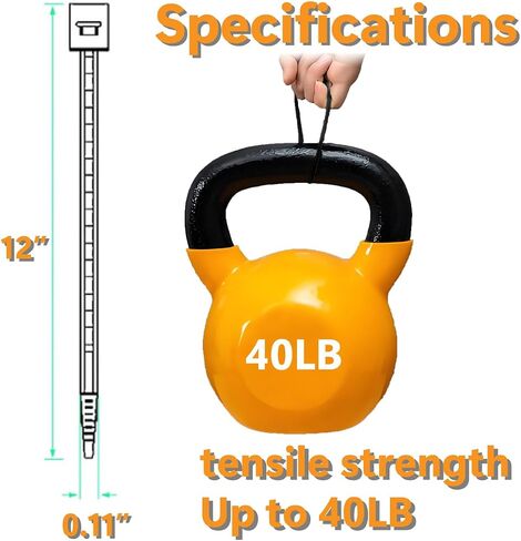 Zip ties Heavy Duty Zipper Ties, Bundle Tree Branches,Secure Water Pipes, Cable Wire Ties, UV Resistant Long Nylon Ties, Self-Locking Tie Wrap for Indoor and Outdoor Use (Black, 12 Inch 100pcs) in Saudi Arabia