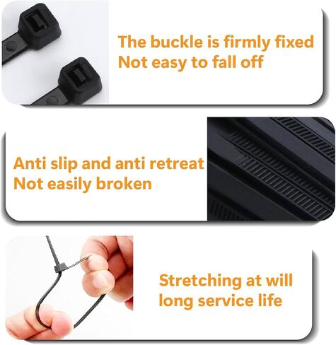 Zip ties Heavy Duty Zipper Ties, Bundle Tree Branches,Secure Water Pipes, Cable Wire Ties, UV Resistant Long Nylon Ties, Self-Locking Tie Wrap for Indoor and Outdoor Use (Black, 12 Inch 100pcs) in Saudi Arabia