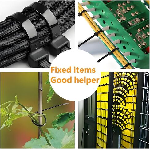 Zip ties Heavy Duty Zipper Ties, Bundle Tree Branches,Secure Water Pipes, Cable Wire Ties, UV Resistant Long Nylon Ties, Self-Locking Tie Wrap for Indoor and Outdoor Use (Black, 12 Inch 100pcs) in Saudi Arabia