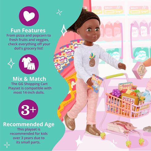 Glitter Girls – 79-pc Ice Cream Shop Playset – Play Food Treats, Candy Jars, and Storage Shelves – 14-inch Doll Accessories for Kids Ages 3 and Up – Children’s Toys in Kuwait