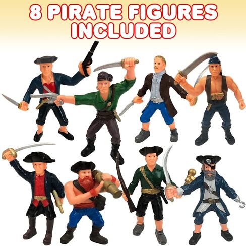 ArtCreativity Pirate Action Figure Playset, Pirate Play Set with Action Figurines, Storage Box, Pirate Ship Toy, Boat, Shark, Treasure Chests, & More, Pirate Party Decorations, Cake Toppers, & Gifts in Saudi Arabia