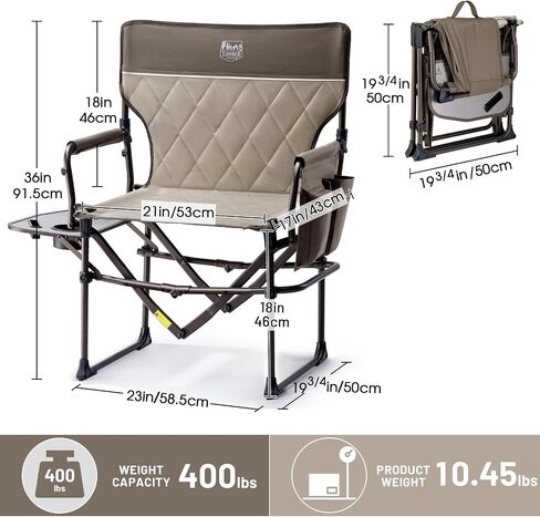 Timber Ridge 2 Pack Camping Mistraps كراسي مع جيوب الجدول الجانبية ، كرسي محمول قابل للطي في العشب الشقوق لعرض الرحلة في الهواء الطلق حفل النزهة 400 رطل ، الأزرق in Kuwait
