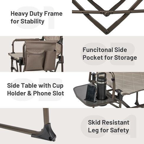 Timber Ridge 2 Pack Camping Mistraps كراسي مع جيوب الجدول الجانبية ، كرسي محمول قابل للطي في العشب الشقوق لعرض الرحلة في الهواء الطلق حفل النزهة 400 رطل ، الأزرق in Kuwait