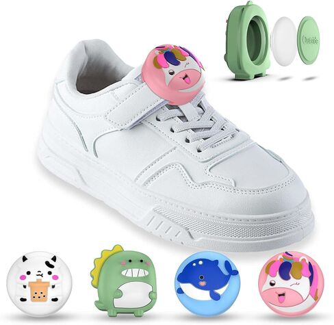 [4-Pack] for Air Tag Shoes Holder, Waterproof AirTag Holder Kids Hidden Silicone Cartoon Cute Airtag Case for Children's Shoelaces & Straps (Green/White/Blue/Pink) in Saudi Arabia