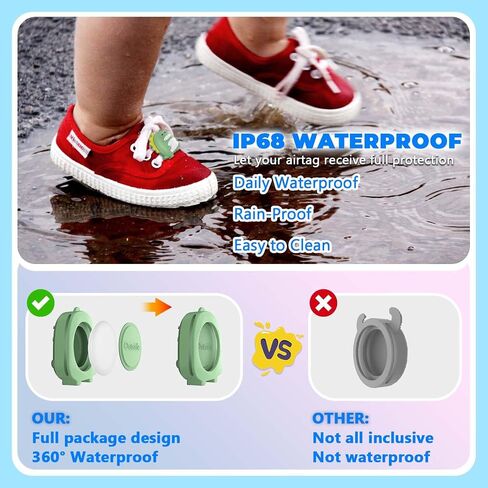 [4-Pack] for Air Tag Shoes Holder, Waterproof AirTag Holder Kids Hidden Silicone Cartoon Cute Airtag Case for Children's Shoelaces & Straps (Green/White/Blue/Pink) in Saudi Arabia