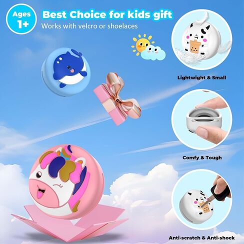 [4-Pack] for Air Tag Shoes Holder, Waterproof AirTag Holder Kids Hidden Silicone Cartoon Cute Airtag Case for Children's Shoelaces & Straps (Green/White/Blue/Pink) in Saudi Arabia