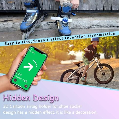 [4-Pack] for Air Tag Shoes Holder, Waterproof AirTag Holder Kids Hidden Silicone Cartoon Cute Airtag Case for Children's Shoelaces & Straps (Green/White/Blue/Pink) in Saudi Arabia