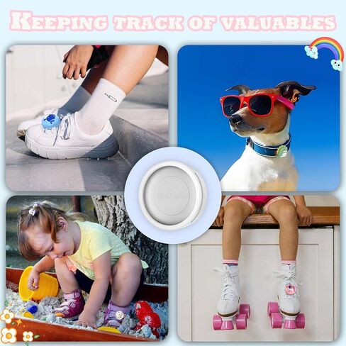 [4-Pack] for Air Tag Shoes Holder, Waterproof AirTag Holder Kids Hidden Silicone Cartoon Cute Airtag Case for Children's Shoelaces & Straps (Green/White/Blue/Pink) in Saudi Arabia