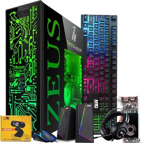 TechMagnet Gaming Desktop PC ، Intel I5 6th Gen ، Zeus Pro 6 ، RX 550 ، RAM 16GB ، 256GB SSD + 1TB HDD 22 Int Monitor ، RGB Keyboard Mouse ، SPEAKER ، Headphone ، WebCAM ، Windows 11 Pro (READED) in Kuwait