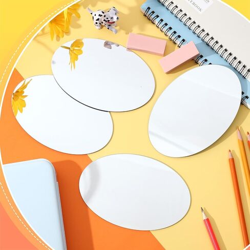 10 Pcs Small Oval Craft Mirror 4 x 6 Inch School Shatter Proof Plastic Mirror Acrylic Mirror Double Sided Protective Film Mirror Sheets Mirror Tiles for Kids Classroom DIY Home Decoration in Saudi Arabia