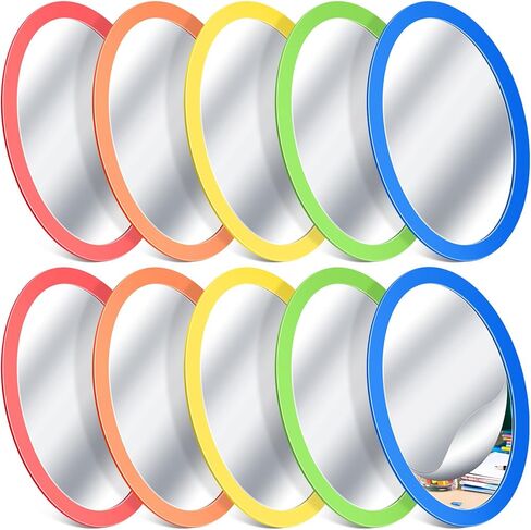 10 Pcs Small Oval Craft Mirror 4 x 6 Inch School Shatter Proof Plastic Mirror Acrylic Mirror Double Sided Protective Film Mirror Sheets Mirror Tiles for Kids Classroom DIY Home Decoration in Saudi Arabia