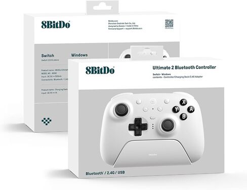8BitDo Ultimate 2 Bluetooth Controller for Switch, Switch 2, PC&Windows,Switch Pro Controller with TMR Joysticks,Tactile/Hall Triggers,Programmable L4/R4 Bumpers,2 Back Paddle Buttons,RGB Ring,Yellow in Kuwait