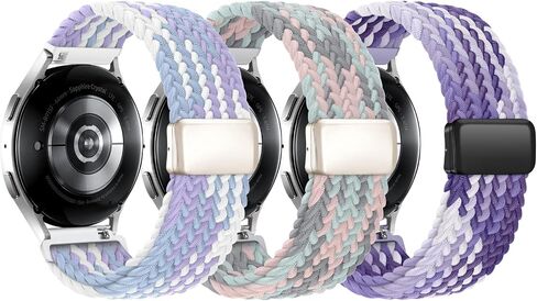 3 Pack Braided Bands Compatible with Samsung Galaxy Watch 7 6 4 5 FE Band 44mm 40mm/Galaxy Watch 6 4 Classic 42mm 46mm 43mm 47mm/Watch 5 Pro Band 45mm/Active 2, 20mm Stretchy Nylon Sport Band in Kuwait