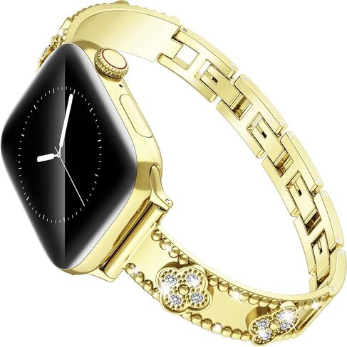 Slim Stainless Fashion Jewelry Bracelet with Bling Diamonds, For Women，Band Compatible with Apple Watch 38mm 40mm 41mm 42mm 44mm 45mm 46mm 49mm for iWatch Series 10 9 8 7 6 5 4 3 2 1 SE Ultra in Saudi Arabia