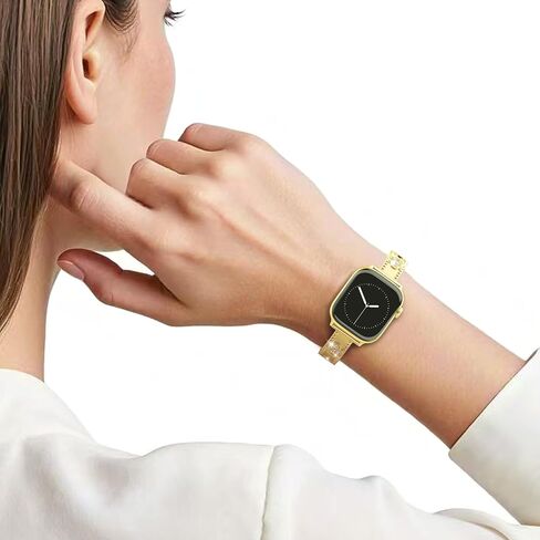 Slim Stainless Fashion Jewelry Bracelet with Bling Diamonds, For Women，Band Compatible with Apple Watch 38mm 40mm 41mm 42mm 44mm 45mm 46mm 49mm for iWatch Series 10 9 8 7 6 5 4 3 2 1 SE Ultra in Saudi Arabia