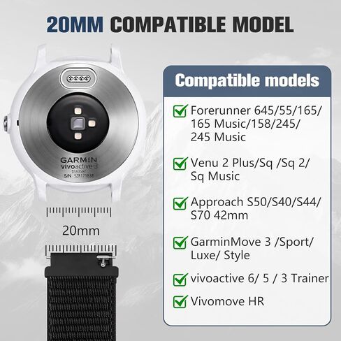18mm 20mm 22mm Hook and Loop Watch Band Compatible with Garmin Vivoactive 5/ Vivoactive 6/ Vivoactive 3, Soft Nylon Breathable Sport Strap for Venu 2S/ Venu3S/ Forerunner 265s,Venu 3/ Venu 2 Men Women in Kuwait