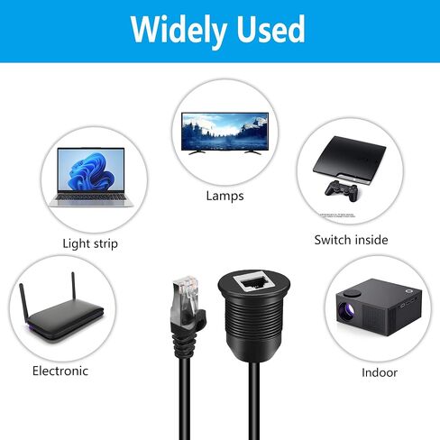 Cat6 RJ45 Panel Mount Extender Cable Male to Female CAT6 Ethernet LAN Cable Threaded Fixed for Car Motorcycle Truck Boat Dashboard Panel Flush Mount Waterproof Dustproof (1.5M/4.9Ft) in Saudi Arabia