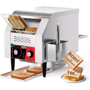 Commercial Conveyor Toaster - 150 Slices/Hour 1500W Electric Industrial Belt Toasters Oven Heavy Duty Stainless Steel Tostadora Transportadora for Bun Bagel Bread Restaurant Buffet Catering