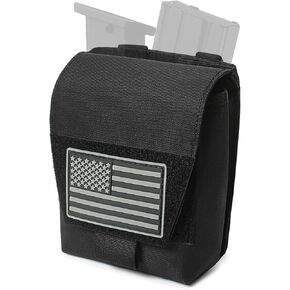 Tactical Molle Admin Pouch with Two Elastic Mag Insert - Tactical Mag Pouch with US Flag Patch,Multi-Purpose Magazine Dump GP Tool EDC Pouches Organizer Compact Multi-Purpose Waist Bag for Belt Vest