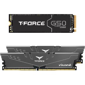 TEAMGROUP T-Force Vulcan Z DDR4 16GB Kit (2x8GB) 3200MHz (PC4-25600) CL16 Desktop Memory TLZGD416G3200HC16CDC01 Bundle with G50 2TB NVMe PCIe Gen4 M.2 2280 Gaming SSD (Read 5000) TM8FFE002T0C129