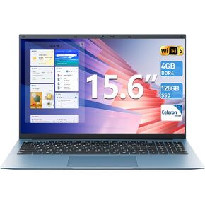 SGIN Laptop Computer 15.6 Inch, Windows 11 Laptops with 4GB RAM 128GB SSD Celeron N4000 Processor Notebook, BT4.2.0, HDMI, 7000mah, WiFi, UHD Graphics 600, Type-C, 2.4/5G WiFi