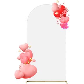 7.2FT Metal Arch Backdrop Stand and White Arch Cover, Wedding Backdrop Stand with Cover, Gold Wedding Arches for Ceremony Baby Shower Birthday Parties Graduation Decoration