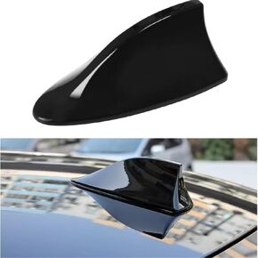 1 Pcs Shark Fin Antenna Cover, Vehicle Shark Fin Cool Shape Cover with Adhesive Tape, Automotive Top Roof Aerials Base AM/FM Radio Signal for Car SUV Truck, Car Antenna Replacement- Black