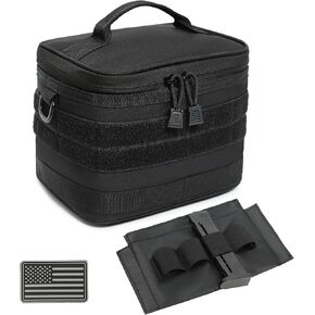 Small Tactical Camping Storage Bag with US Flag Patch - Ammo Bag with Detachable Inner Mag Slots Panel,Small Tactical Molle Admin Pouch Bag,Utility Laser Cut EDC Tool Pouch Bags
