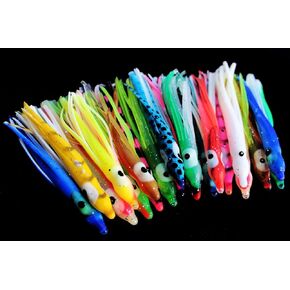 20 pcs 6cm 2.5inch Squid Rubber Skirts Soft Octopus Fishing Lures Hoochie Baits Sabiki Tackle Craft Fishing Accessories