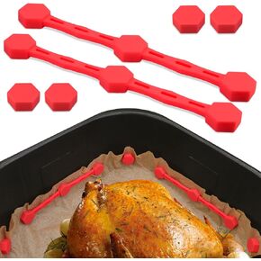 Air Fryer Magnet Silicone Buckle for Holding Down Air Fryer Parchment Paper, Air Fryer Magnets for Parchment Paper, Lock Disposable Liners Safely Prevent Paper to Burn (Set of 2)