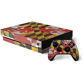 Skinit Decal Gaming Skin Compatible with Xbox One X Console and Controller Bundle - Originally Designed Maryland Flag Dark Wood Design