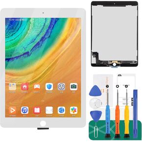 for iPad Air 2 2014 LCD Screen for iPad Air 2 Screen Replacement Air 2nd Gen LCD Display A1566 Touch Digitizer Assembly A1567 Repair Parts Kit(White,No Home Button)