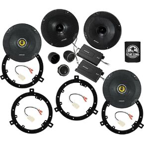 KICKER Speakers 6.75 inch for Jeep Wrangler 2007-2017 Upgrade Kit - 2 Pairs of CS Series with Adapters and Harness, Car Audio Front Dash and Rear Overhead CSS67, 46CSS674 & CSC67, 46CSC674