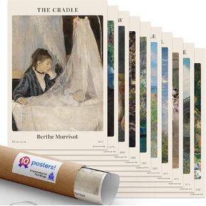 Quarterhouse Famous Paintings in History Poster Set, Art Classroom Learning Materials for K-12 Students and Teachers, Set of 9, 12 x 18 Inches, Extra Durable