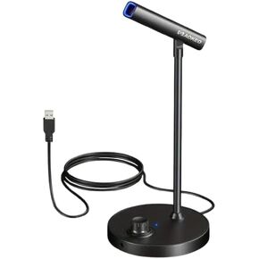 USB Gaming Microphone with Headphone Output, Volume Control, Noise Reduction Button, USB-C Plug and Play, for PC, Laptop, PS4/5, Streaming, Podcasts