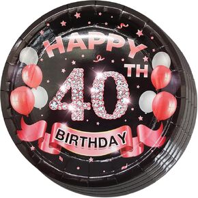 60th Birthday Plates Black and Gold Dessert, Buffet, Cake, Lunch, Dinner Plates for 60th Birthday Decorations Party Supplies, Happy 60th Birthday! 50 Count, 9" Plate Design for 60th Birthday Party in Kuwait