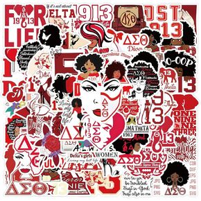 50Pcs Delta Sigma Theta Sorority Sticker, Cute Waterproof Vinyl Stickers for Adult Teen Girl Water Bottle, Laptop, Phone, Computer, Guitar, Notebook, Skateboard, Travel Case (Delta)