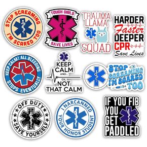TODOLIA (10Pcs-3in) EMT EMS Sticker Pack, Funny First Responder Paramedic Sticker, Emergency Medical Technician Gift, EMS Week Decoration for Laptop Tablet Planner Water Bottle Helmet Vehicles