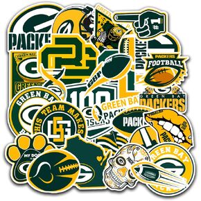 27PCS Green Bay Stickers Pack Packer — Wisconsin Football and Rugby Decals for Water Bottle, Laptop, Car, Helmet, Scrapbook — Waterproof Vinyl Green Bay Gifts for Kids Teens Adults Fans