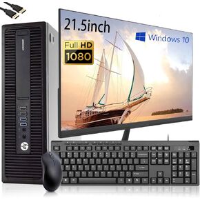 HP ProDesk 600 G2 SFF Desktop Computer PC with 21.5" FHD Monitor, Core i5-6500 Up to 3.6GHz, 8GB RAM, 256GB SSD, DP Cable, USB Keyboard&Mouse, Windows10 Pro (Renewed)