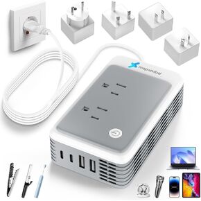 Mapambo 220V to 110V Converter for European Travel, 220 to 110 Voltage Converter US to Europe for Curling Iron Hair Straightener, European Travel Plug Adapter with 2 USB A 2USB C (Type A/C/G/I-Global)