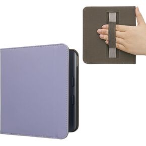 kwmobile Case Compatible with Kobo Libra Colour Case - Synthetic Leather e-Reader Cover with Strap - Lavender