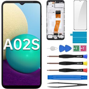 for Samsung Galaxy A02s Screen Replacement with Frame LCD Display Touch Digitizer Full Assembly Fix Glass with Repair Tools Kit SM-A025U SM-A025U1