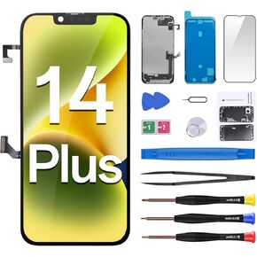 for iPhone 14 Plus Screen Replacement with Proximity Sensor Earspeaker Flex Cable 6.7" 3D Touch LCD Display Digitizer Full Assembly Front Glass Repair Fix Tools Kit A2632 A2885 A2886 A2887