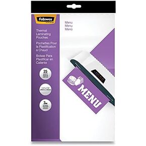 Fellowes Laminating Pouches, 3 mil, 12 x 18", Gloss Clear, 25/Pack"