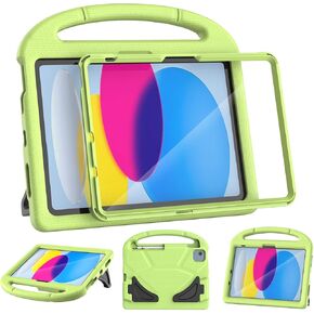 Kids Case for iPad (A16) 11th Generation 11 Inch 2025/iPad 10th Generation 10.9 Inch 2022, with Screen Protector and Pencil Holder, Shockproof Handle Stand Cover for iPad 11/10 Gen, Light Pink