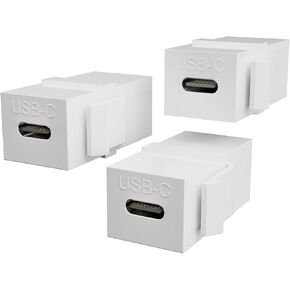 USB C Keystone, USB C Keystone Jack Insert Adapters Female to Female Inserts Connector Interface Coupler Socket Adapter Port for Wall Plate Outlet Panel (3 Pack - White)
